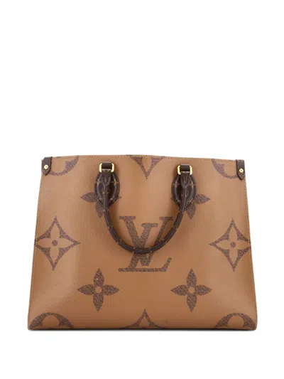Pre-owned Louis Vuitton Onthego Reverse Monogram Giant Mm Tote Bag In Brown