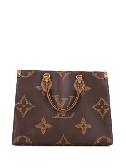 Pre-owned Louis Vuitton Onthego Reverse Monogram Giant Mm Tote Bag In Brown