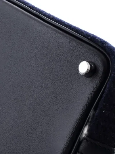 Pre-owned Hermes Picotin Lock Bag Felt With Leather Pm Bucket Bag In Black