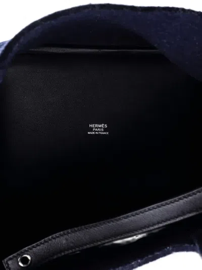 Pre-owned Hermes Picotin Lock Bag Felt With Leather Pm Bucket Bag In Black