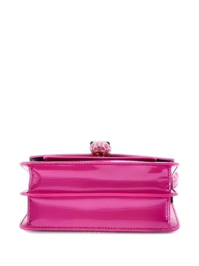 Pre-owned Bvlgari Serpenti Forever Patent Small Shoulder Bag In Pink