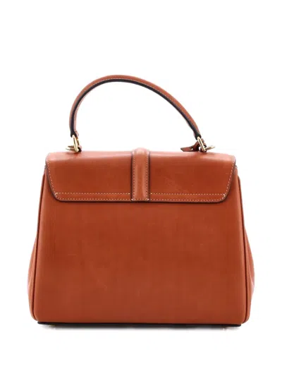 Pre-owned Celine 16 Top Handle Bag Smooth Calfskin Small Satchel In Brown