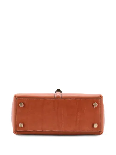 Pre-owned Celine 16 Top Handle Bag Smooth Calfskin Small Satchel In Brown