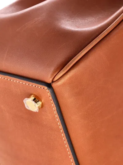 Pre-owned Celine 16 Top Handle Bag Smooth Calfskin Small Satchel In Brown