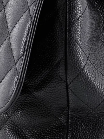 Pre-owned Chanel Classic Single Flap Bag Quilted Caviar Jumbo Shoulder Bag In Black