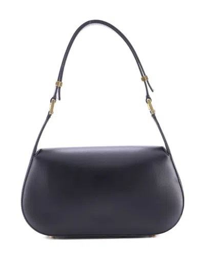 Pre-owned Valentino Garavani Vlogo Chain Flap Shoulder Bag Leather Medium Hobo Bag In Black