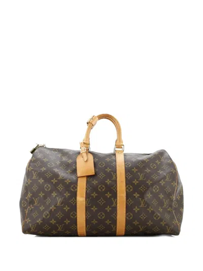 Pre-owned Louis Vuitton Keepall Bag Monogram Canvas 45 Satchel In Brown