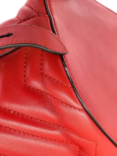 Pre-owned Gucci Gg Marmont Matelasse Leather Small Bucket Bag In Red
