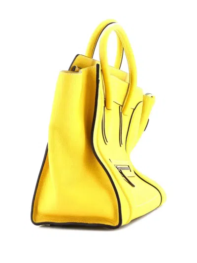 Pre-owned Celine Luggage Bag Grainy Leather Mini Tote Bag In Yellow