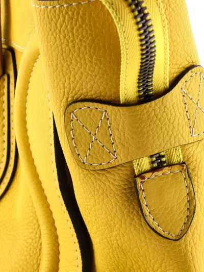 Pre-owned Celine Luggage Bag Grainy Leather Mini Tote Bag In Yellow