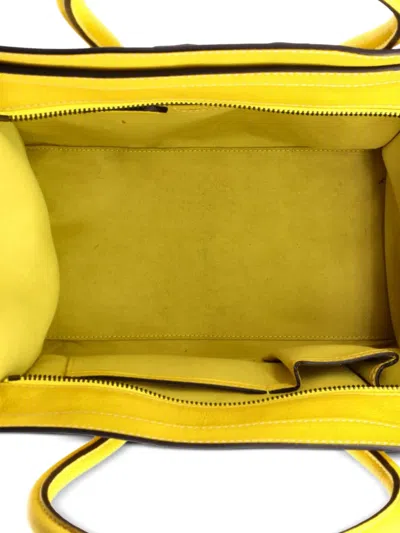 Pre-owned Celine Luggage Bag Grainy Leather Mini Tote Bag In Yellow