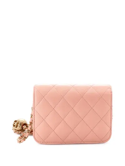 Pre-owned Chanel Pearl Crush Flap Clutch With Chain Quilted Lambskin Mini Crossbody Bag In Pink