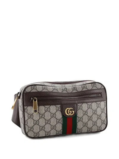 Pre-owned Gucci Ophidia Gg Coated Canvas Medium Belt Bag In Brown