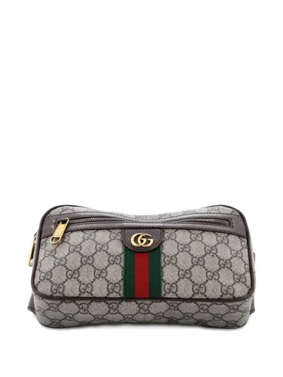 Pre-owned Gucci Ophidia Gg Coated Canvas Medium Belt Bag In Brown
