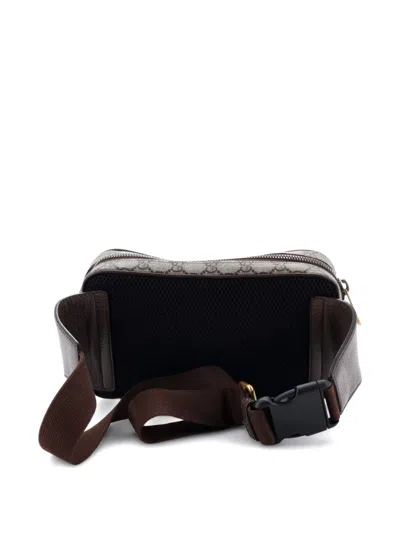 Pre-owned Gucci Ophidia Gg Coated Canvas Medium Belt Bag In Brown
