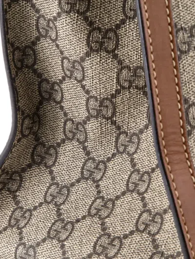 Pre-owned Gucci Padlock Chain Gg Coated Canvas With Leather Medium Tote Bag In Brown