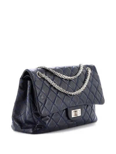 Pre-owned Chanel Reissue 2.55 Flap Bag Quilted Aged Calfskin 227 Shoulder Bag In Blue
