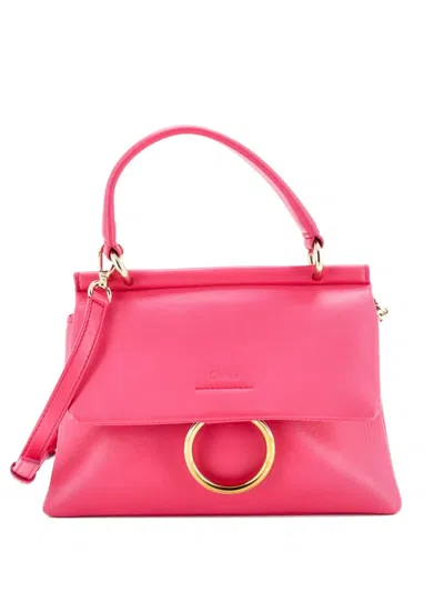 Pre-owned Chloé Faye Top Handle Bag Leather Small Satchel In Pink