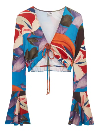 Donde Esteban Palenque Flores Jersey Blouse In Multi