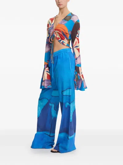 Donde Esteban Palenque Flores Jersey Blouse In Multi