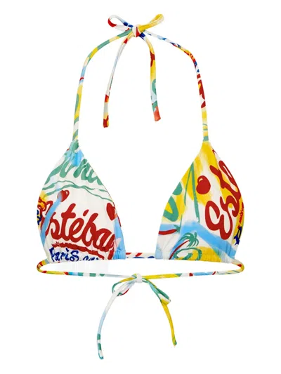 Donde Esteban Bazurto Printed Bikini Top In Multi