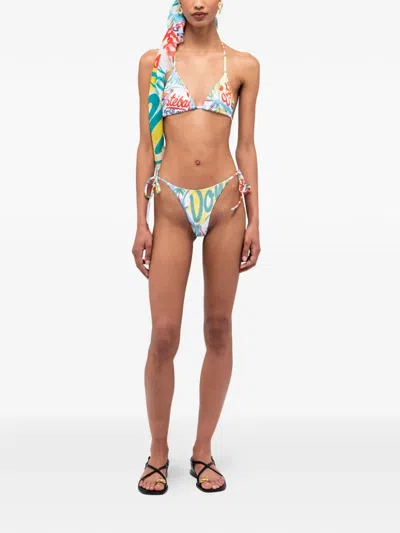 Donde Esteban Bazurto Printed Bikini Top In Multi
