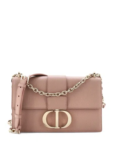Pre-owned Dior 30 Montaigne Chain Flap Bag Leather East West Shoulder Bag In Neutral