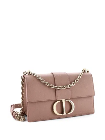 Pre-owned Dior 30 Montaigne Chain Flap Bag Leather East West Shoulder Bag In Neutral