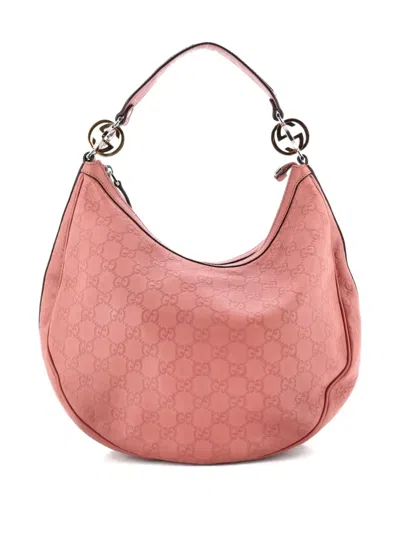 Pre-owned Gucci Twins Ssima Leather Medium Hobo Bag In Pink