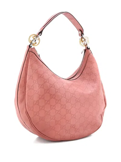 Pre-owned Gucci Twins Ssima Leather Medium Hobo Bag In Pink