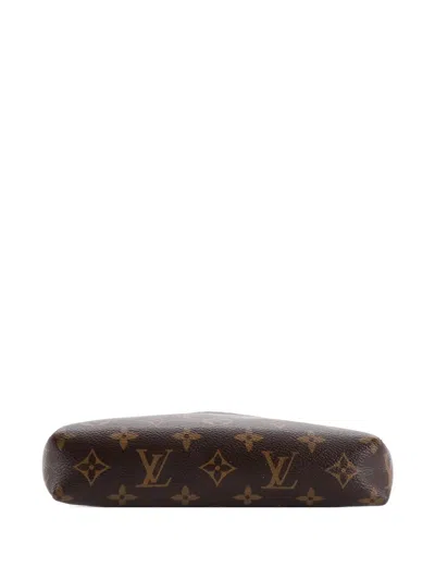 Pre-owned Louis Vuitton Pallas Monogram Canvas With Leather Clutch Bag In Brown