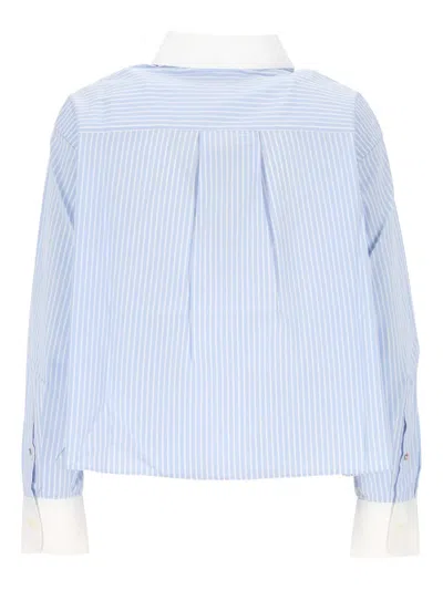 Cuantico Striped Collared Top In Blue