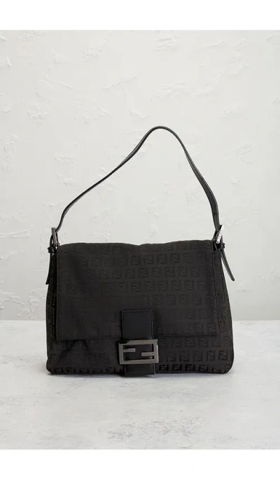 Fwrd Renew Fendi Zucchino Mama Baguette Shoulder Bag In Brown