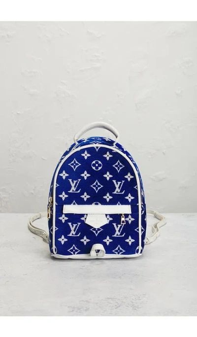 Fwrd Renew Louis Vuitton Monogram Jacquard Mini Palm Springs Backpack In Blue