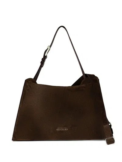 Orciani Trinity Peach Logo-print Medium Shoulder Bag In Brown