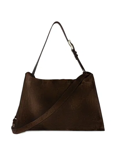 Orciani Trinity Peach Logo-print Medium Shoulder Bag In Brown