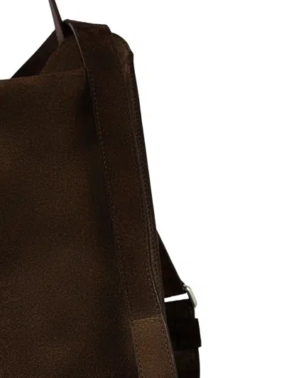 Orciani Trinity Peach Logo-print Medium Shoulder Bag In Brown