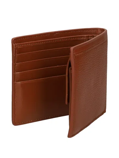 Tommy Hilfiger Stitched Leather Wallet In Brown