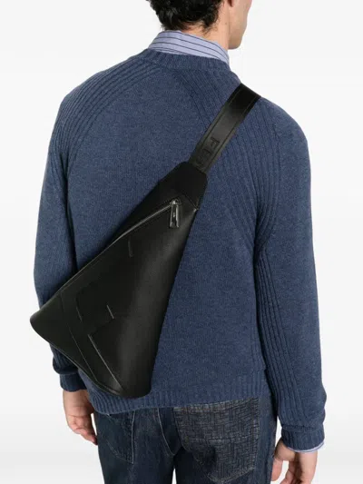 Fendi Triangular Strap Backpack In Black