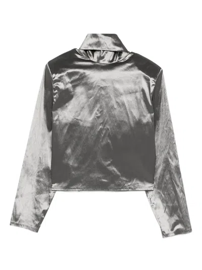 Atu Body Couture Long-sleeve Top In Metallic