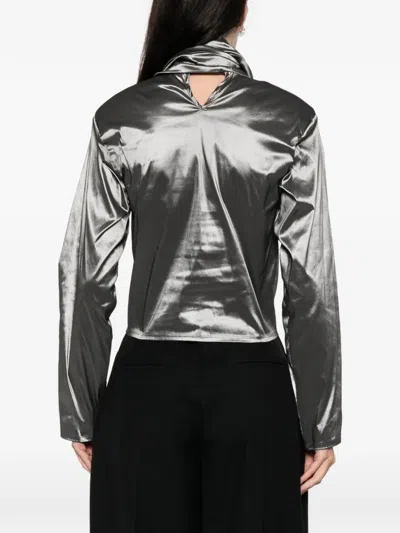 Atu Body Couture Long-sleeve Top In Metallic