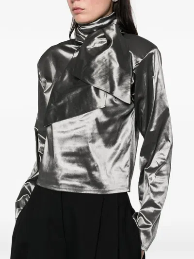 Atu Body Couture Long-sleeve Top In Metallic
