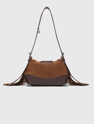 Maje Leather And Suede Miss M Mini Bag In Brown