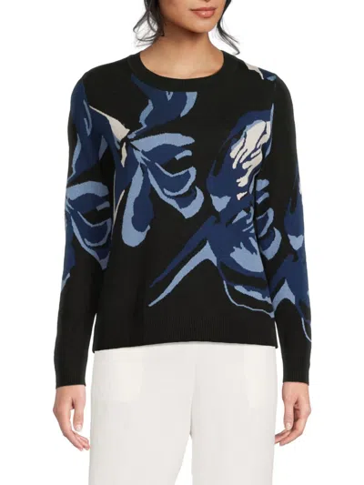 T Tahari Women's Floral Jacquard Sweater In Blue