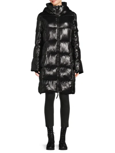 S13 Women's Glossy Puffer Coat In Black