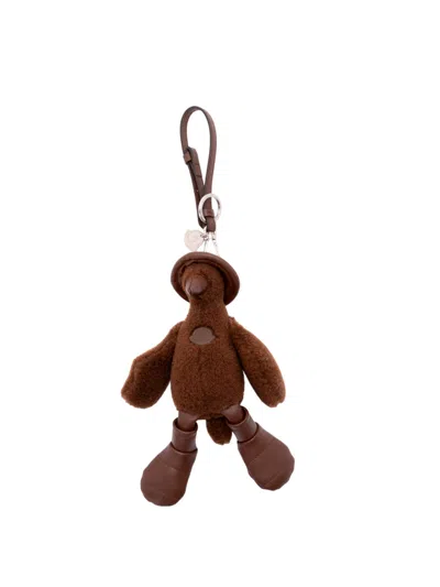Moncler Monduck Textured Keyring In Brown