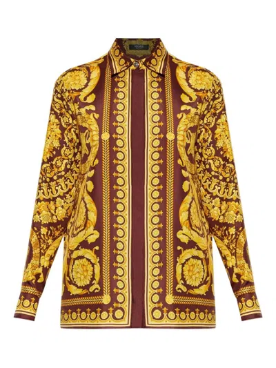 Versace Formal Shirt With `baroque Heritage` Print In Animal Print