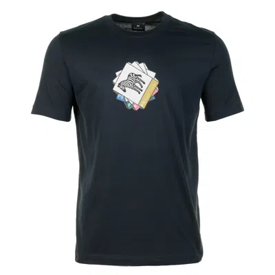 Paul Smith Regular Fit Zebra Polaroid T Shirt 49 Very Dark Navy In Black