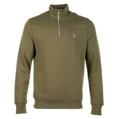 Paul Smith Zebra Half Zip Sweatshirt 36e Khaki Green In Green