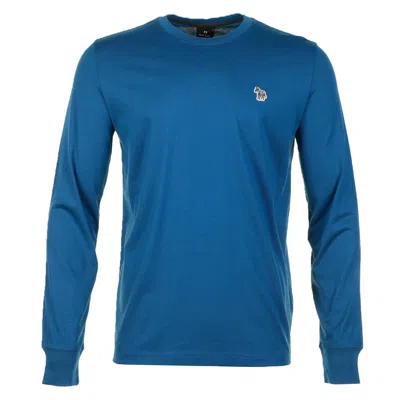 Paul Smith Zebra Long Sleeve T Shirt 45f Cobalt Blue In Blue
